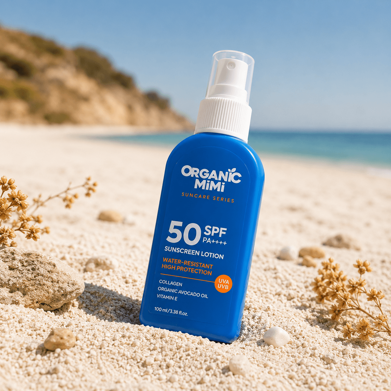 Protector solar SPF 50 PA++++ natural water-resistant arena playa