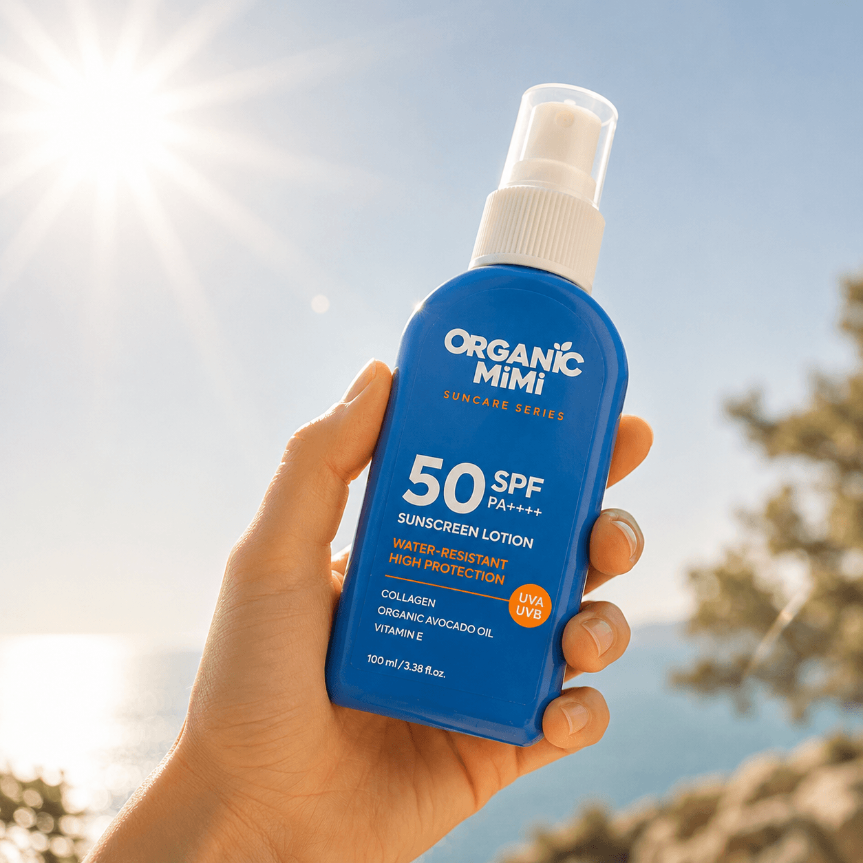 Crema solar SPF 50 natural con colágeno y aceite de aguacate ecológico