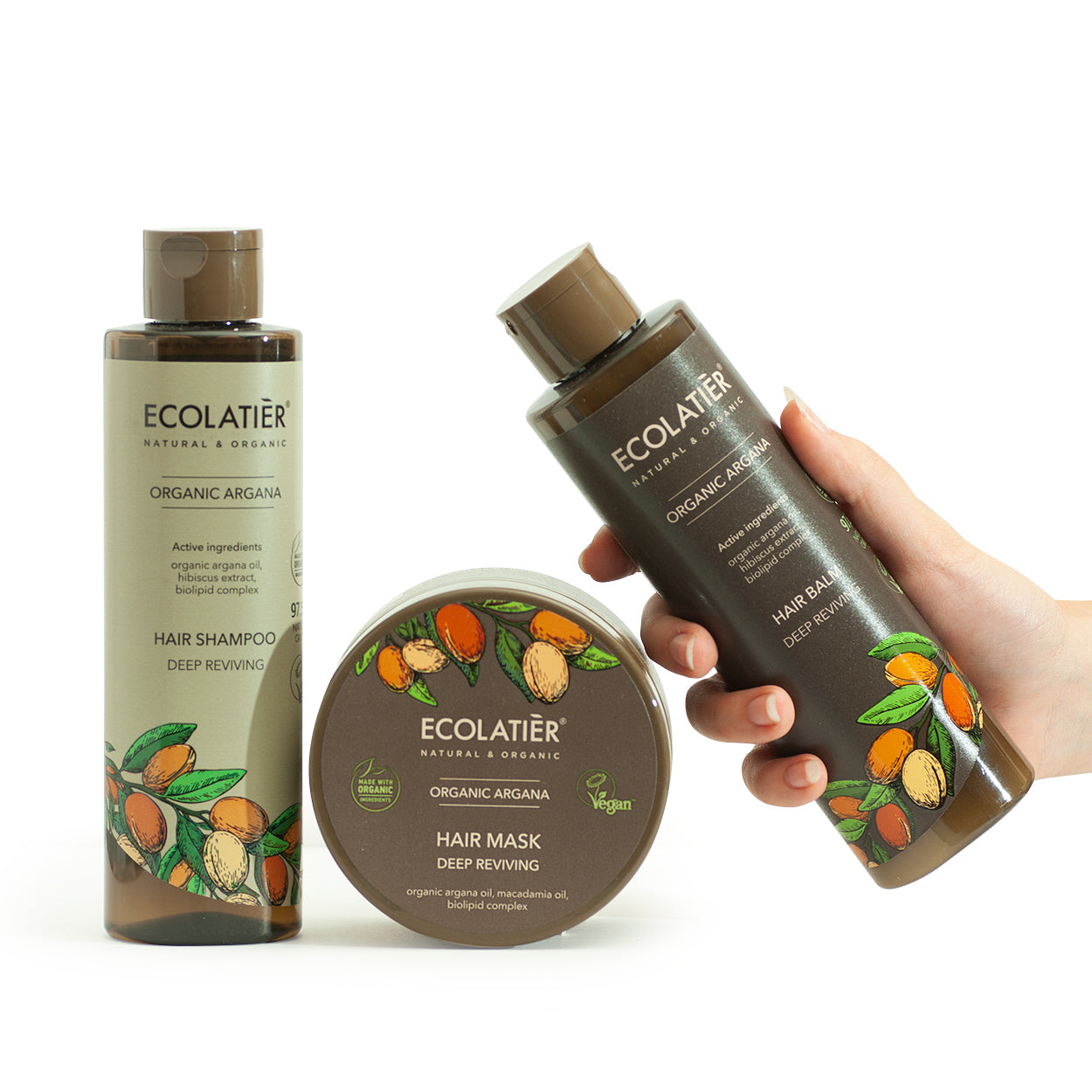Ritual Capilar Esencial Argán Ecológico — champú, mascarilla y bálsamo — Nativva